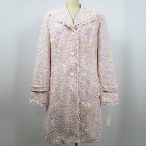 NWT Supply & Demand Pink Rainbow Pastel Bouclé Coat Made in USA of French Fabric - Picture 3 of 16